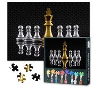 Jigsaw Puzzle 1000 Pieces for Adults Family Home Decor Modern Chess Wall Art with Knight and King Game Strategy Picture Painting Poster 27.5x19.7 Inch