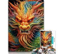 Jigsaw Puzzle 1000 Pieces for Adults Fantasy Flying Dragon Jigsaw,Stress Reliever Staycation Kill Time Parent-child Interaction 26x38cm