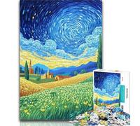 Jigsaw Puzzle 1000 Pieces for Adults Fields Under The Night Sky 1000 Pieces for Adults,Challenging Game for The Whole for Women, Gifts for Men (size 38x26cm)