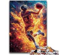 Jigsaw Puzzle 1000 Pieces for Adults Flame Basketball Puzzles for Teenagers,Vibrant And Unique Design Relaxing & Challenging Puzzle Experience (38x26cm)