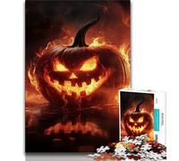 Jigsaw Puzzle 1000 Pieces for Adults Flaming Pumpkin Head Adult Puzzles,Challenging Family Activity Games DIY Toy for Home Wall Decor Gifts (size 38x26cm)