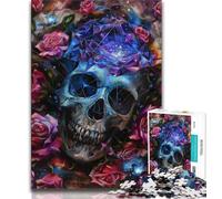 Jigsaw Puzzle 1000 Pieces for Adults Flower Skull 1000 Pieces for Adults,Challenging Game for The Whole for Women, Gifts for Men (size 38x26cm)