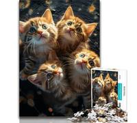 Jigsaw Puzzle 1000 Pieces for Adults Galaxy Shining Kittens 1000 Piece Jigsaw,Family Activity Fun at Home Activities, Birthday Present,Travel Gifts (size 38x26cm)