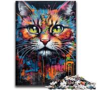 Jigsaw Puzzle 1000 Pieces for Adults Graffiti Art Cat Puzzles,Challenging Family Activity Games DIY Toy for Home Wall Decor Gifts (50x75cm)