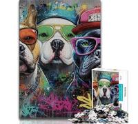 Jigsaw Puzzle 1000 Pieces for Adults Graffiti Pug 1000 Pieces for Adults,Family Educational Games Home Decoration Gift 38x26cm