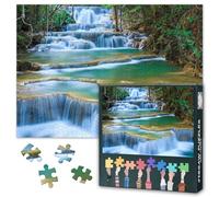 Jigsaw Puzzle 1000 Pieces for Adults Grand Waterfall Green Mountain Wall Art Natural Landscape Majestic Forest Scenery Challenging Puzzle Nature Lovers Gift Relaxing Activity Home Decor 27.5x19.7 in