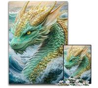 Jigsaw Puzzle 1000 Pieces for Adults Green Flying Dragon Wooden Puzzles for 14+ Difficult to Complete But Fun And Humorous Birthday Gift 50X75CM