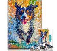 Jigsaw Puzzle 1000 Pieces for Adults Happy Border Collie 1000 Pieces for Teenagers,is Ideal As Gifts for The Whole Family Suitable for And 14 (size 75x50cm)