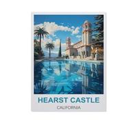 Jigsaw Puzzle 1000 Pieces for Adults，Hearst Castle California Vintage Travel Poster，Paper Puzzle - Unique Suitable for Teenagers and Adults（50x70cm）-CA99