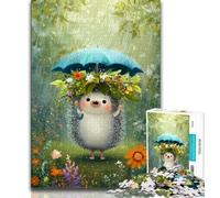 Jigsaw Puzzle 1000 Pieces for Adults Hedgehog Holding An Umbrella 1000 Pieces for Teenagers,Birthday Present, Gifts, Wall Art for Ages 14+ 75x50cm