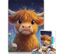 Jigsaw Puzzle 1000 Pieces for Adults Highland Cow Baby 1000 Pieces for Adults,Family Educational Games Home Decoration Gift 38x26cm