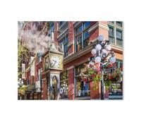 Jigsaw Puzzle 1000 Pieces for Adults，Historic Gastown Steam Clock in Vancouver，Large Puzzle Game Artwork for Adults Teens（38x26cm）-Z21