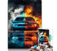 Jigsaw Puzzle 1000 Pieces for Adults Ice And Fire Sports Car 1000 Piece Jigsaw,Family Activity Fun at Home Activities, Birthday Present,Travel Gifts (size 38x26cm)