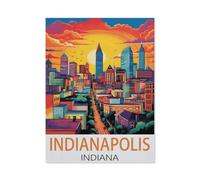 Jigsaw Puzzle 1000 Pieces for Adults,Indianapolis Indiana vintage travel poster,Unique Suitable for Teenagers and Adults, Home Decoration(75x50cm)-AI20