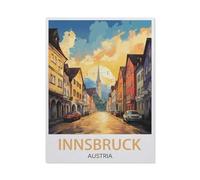 Jigsaw Puzzle 1000 Pieces for Adults，Innsbruck Austria Vintage Travel Poster，Kids Teens Large Families Puzzle Game（26x38CM）-BD16