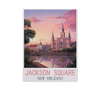 Jigsaw Puzzle 1000 Pieces for Adults，Jackson Square New Orleans Vintage Travel Posters，Unique Suitable for Teenagers and Adults, Home Decoration（75x50cm）-H70