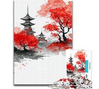 Jigsaw Puzzle 1000 Pieces for Adults Japanese Style Landscape 1000 Pieces for Teenagers,Family Game Stress Reliever Difficult Challenge Suitable for Couples (size 75x50cm)