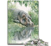 Jigsaw Puzzle 1000 Pieces for Adults Jungle Hippo Puzzles,Challenging Family Activity Games DIY Toy for Home Wall Decor Gifts (50x75cm)