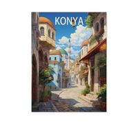 Jigsaw Puzzle 1000 Pieces for Adults，Konya Turkey Road Vintage Travel Poster，Teens Boys Girls Puzzles Difficult Thick Sturdy Pieces Challenging Puzzle for Party Games（38x26cm）-AV26