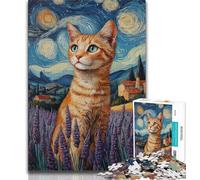 Jigsaw Puzzle 1000 Pieces for Adults Lavender Cat Teenager Jigsaw,Educational Stress Relief Toy Great Gifts And Toys 75x50cm