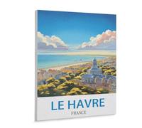 Jigsaw Puzzle 1000 Pieces for Adults,Le Havre France Vintage Travel Poster,Unique Suitable for Teenagers and Adults, Home Decoration(38x26cm)-A67