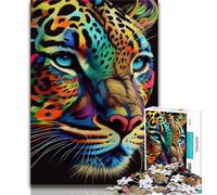 Jigsaw Puzzle 1000 Pieces for Adults Leopard Pop Art Animal 1000 Pieces for Teenagers,Family Game Stress Reliever Difficult Challenge Suitable for Couples (size 75x50cm)
