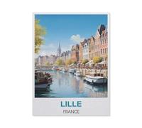 Jigsaw Puzzle 1000 Pieces for Adults，Lille France Vintage Travel Poster，Unique Suitable for Teenagers and Adults, Home Decoration26x38cm-BI64