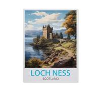 Jigsaw Puzzle 1000 Pieces for Adults,Loch Ness Scotland, Vintage travel poster,Large Puzzle Game Artwork for Adults Teens, Family Decorations, Unique Puzzle Gift(50x70cm)-AQ40