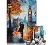 Jigsaw Puzzle 1000 Pieces for Adults London Cityscape Oil Painting Puzzles for Teenagers,Vibrant And Unique Design Relaxing & Challenging Puzzle Experience 38x26cm
