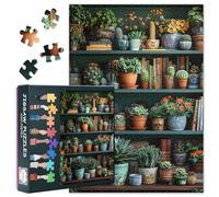 Jigsaw Puzzle 1000 Pieces for Adults - Lush Potted Plants & Garden Oasis Art with Premium Puzzle Board, Challenging Botanical Home Decor Puzzles for Adults, 27.5x19.7 Inches