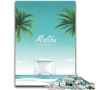Jigsaw Puzzle 1000 Pieces for Adults Malibu CA Travel Poster 1000 Pieces for Teenagers,Challenging Family Activity Games DIY Toy for Home Wall Decor Gifts (50x75cm)