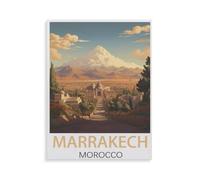 Jigsaw Puzzle 1000 Pieces for Adults，Marrakech Morocco Vintage Travel Posters，Teens Boys Girls Puzzles Difficult Thick Sturdy Pieces Challenging Puzzle for Party Games（38x52CM）-AF44