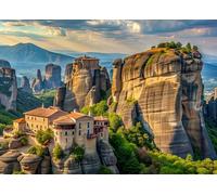 Jigsaw Puzzle 1000 Pieces for Adults Meteora Greece Monasteries on Cliff Rock Formations Historic Greek Landmark Challenging Travel Puzzle Byzantine Architecture Gift for History Lovers 27.5 x 19.7 in