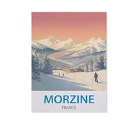 Jigsaw Puzzle 1000 Pieces for Adults，Morzine France Vintage Travel Poster Ski，Large Puzzle Game Artwork for Adults Teens（50x70cm）-CR96