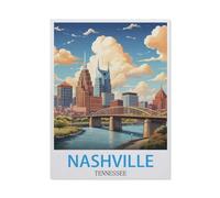 Jigsaw Puzzle 1000 Pieces for Adults，Nashville Tennessee Vintage Travel Posters，Teens Boys Girls Puzzles Premium Quality Fun Family Challenging Puzzles for Birthday（26x38CM）-BW89