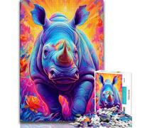 Jigsaw Puzzle 1000 Pieces for Adults Neon Rhino 1000 Piece Jigsaw,Family Activity Fun at Home Activities, Birthday Present,Travel Gifts (size 38x26cm)