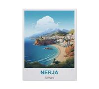 Jigsaw Puzzle 1000 Pieces for Adults，Nerja Spain Vintage Travel Poster，Large Puzzle Game Artwork for Adults Teens, Family Decorations, Unique Puzzle Gift 26x38cm-CC2