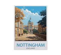 Jigsaw Puzzle 1000 Pieces for Adults，Nottingham England street vintage travel poster，Teens Boys Girls Puzzles Premium Quality Fun Family Challenging Puzzles for Birthday（75x50cm）-AO67