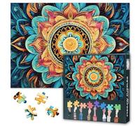 Jigsaw Puzzle 1000 Pieces for Adults Ornamental Mandala Art Geometric Circle Design Intricate Vector Pattern Challenging Adult Puzzle for Meditation Stress Relief Wall Decor 27.5x19.7 Inches