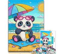 Jigsaw Puzzle 1000 Pieces for Adults Panda on Vacation 1000 Piece Jigsaw,Family Activity Fun at Home Activities, Birthday Present,Travel Gifts (size 38x26cm)