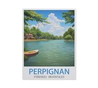Jigsaw Puzzle 1000 Pieces for Adults，Perpignan Pyrenees Orientales Vintage Travel Poster，Paper Puzzle - Unique Suitable for Teenagers and Adults（50x70cm）-AS1