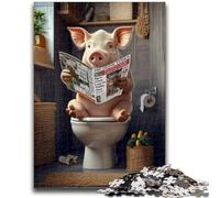 Jigsaw Puzzle 1000 Pieces for Adults Pig on The Toilet Teenager Puzzles,Quiz Game Wall Decoration Unique Birthday And Xmas Gifts (26x38cm)