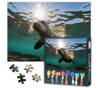 Jigsaw Puzzle 1000 Pieces for Adults Playful Sea Lion Swimming in Ocean Habitat Marine Wildlife Scene Animal Behavior Educational Puzzle 27.5x19.7 Inch