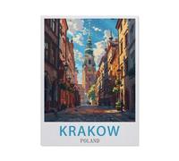Jigsaw Puzzle 1000 Pieces for Adults,Poland Krakow Vintage Travel Poster,Teens Boys Girls Puzzles Premium Quality Fun Family Challenging Puzzles for Birthday-AV495-38x52cm