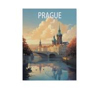 Jigsaw Puzzle 1000 Pieces for Adults，Prague Czech Republic vintage travel poster，Unique Suitable for Teenagers and Adults, Home Decoration（75x50cm）-AO42