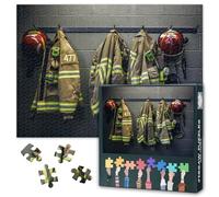 Jigsaw Puzzle 1000 Pieces for Adults Professional Firefighter Gear Equipment Fireman Hero Wall Art Decor Premium Paper Puzzle for Men Women Family Living Room Office 27.5x19.7 Inch