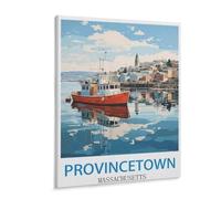 Jigsaw Puzzle 1000 Pieces for Adults，Provincetown Massachusetts Vintage Travel Poster，Teens Boys Girls Puzzles Difficult Thick Sturdy Pieces Challenging Puzzle for Party Games（75x50cm）-D31