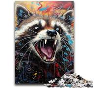 Jigsaw Puzzle 1000 Pieces for Adults Psychedelic Animal Raccoon Adult Jigsaw,learning Educational for Is Ideal As A Gift for The Whole Family (75x50cm)