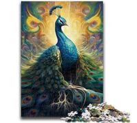Jigsaw Puzzle 1000 Pieces for Adults Psychedelic Peacock Jigsaw,Stress Reliever Staycation Kill Time Parent-child Interaction (75x50cm)
