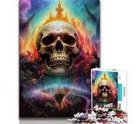 Jigsaw Puzzle 1000 Pieces for Adults Psychedelic Skull 1000 Pieces for Teenagers,Birthday Present, Gifts, Wall Art for Age 14 Years Up (size 38x26cm)